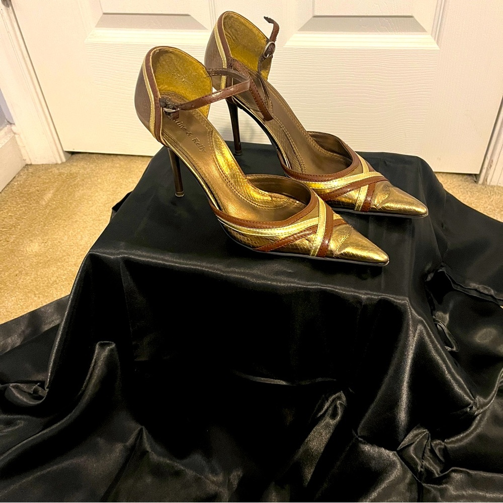 Christine & Kelly bronze, brown, gold heels 8